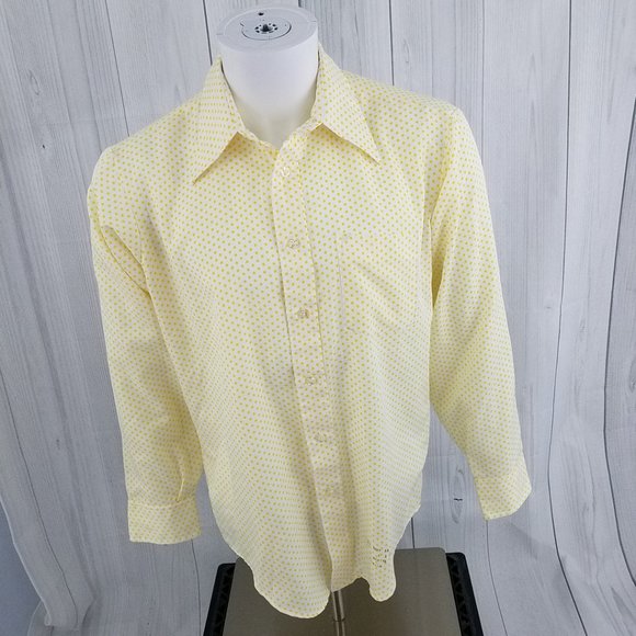 Vintage Permanent Press Shirt Polyester Disco Sz L - Picture 2 of 10